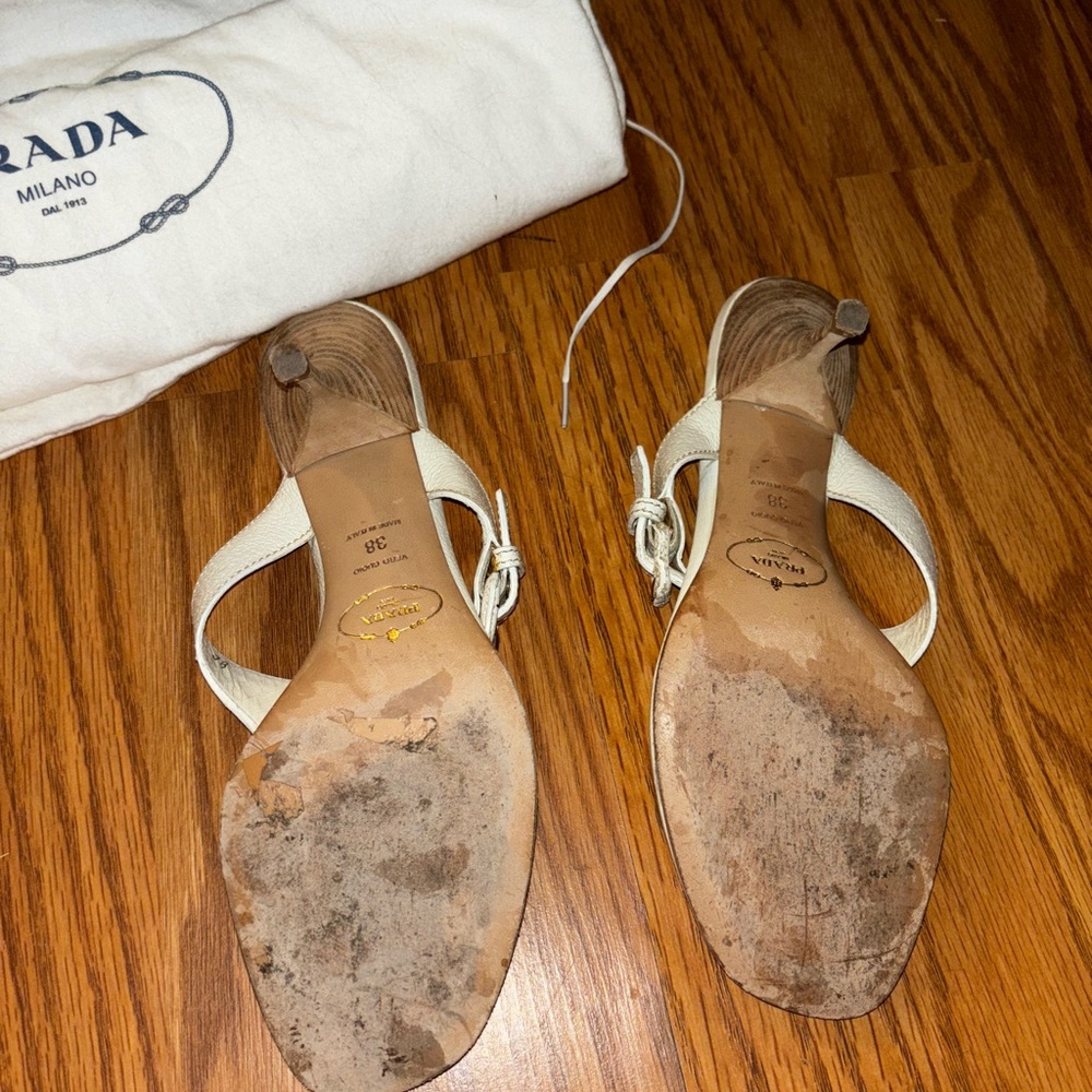 Prada Cream Sandals with Signature Buckle - Picture 2 of 2